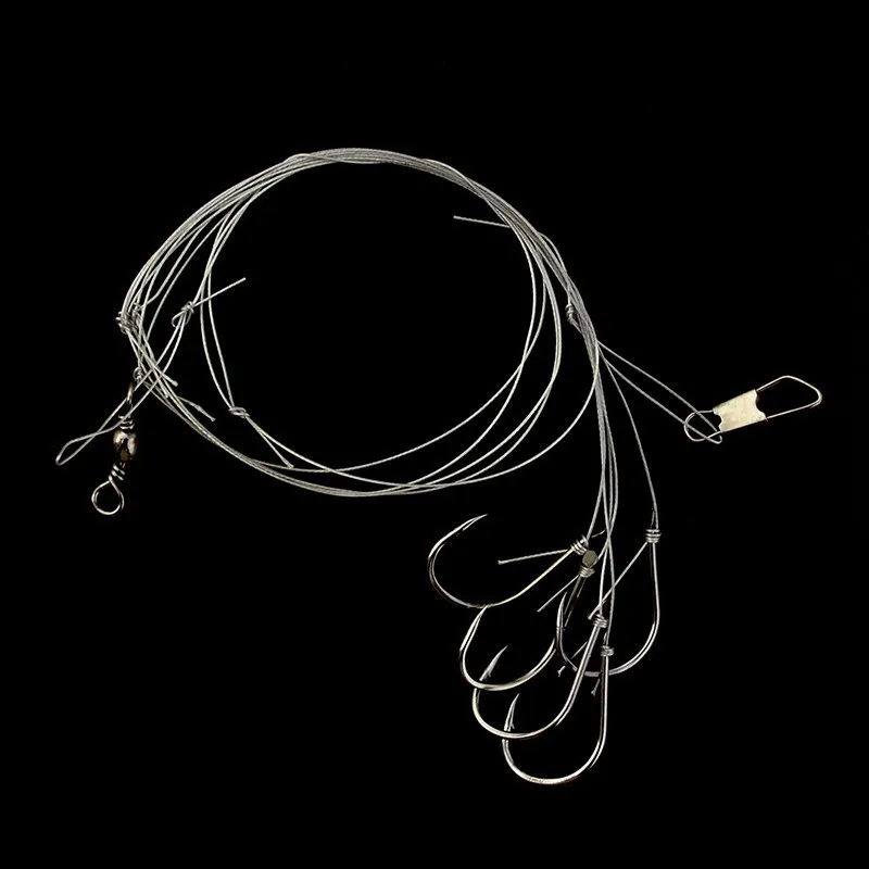 

Iseama Hook Rigs 5pcs/lot Steel Wire String Hooks Fishing Rig with 5 Iseama Barbed Hooks Size 5#-13#