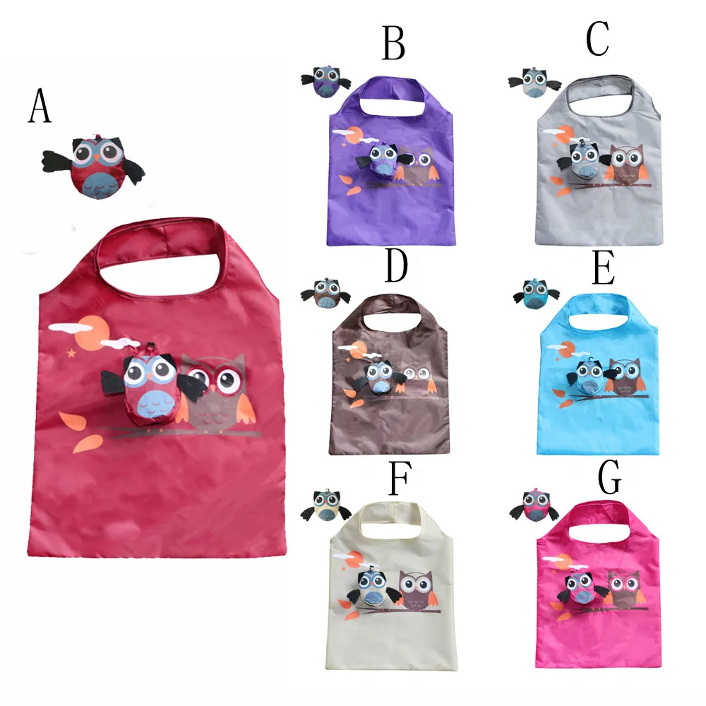 

Travel Foldable Handbag Grocery Tote Storage Reusable Cute Animal Eco Friendly Shopping Bag Owl Folding Shopping Bag Tote Bag