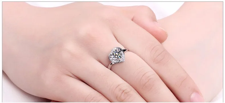 JewellWang 18 К белого золота обручальные кольца для женщин Moissanite сердце специальный алмаз сбоку камень 1.0CT Сертифицированный карат свадебные