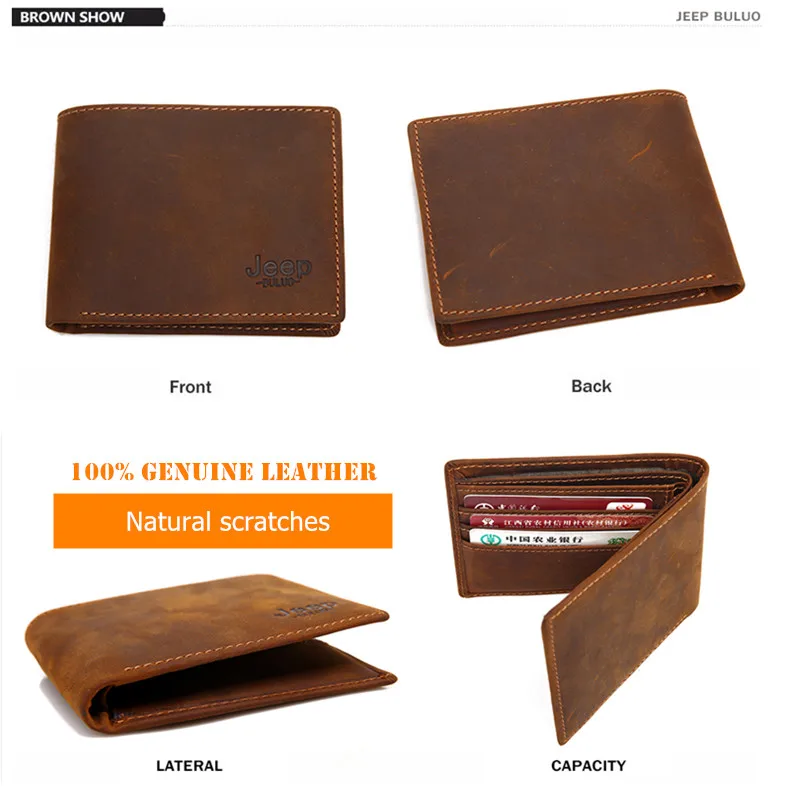 Cheap JEEP BULUO Luxury Brand Men Wallets Business Cow Genuine Leather Men s Card Wallet Purse Top Quality Short Carteira Masculina