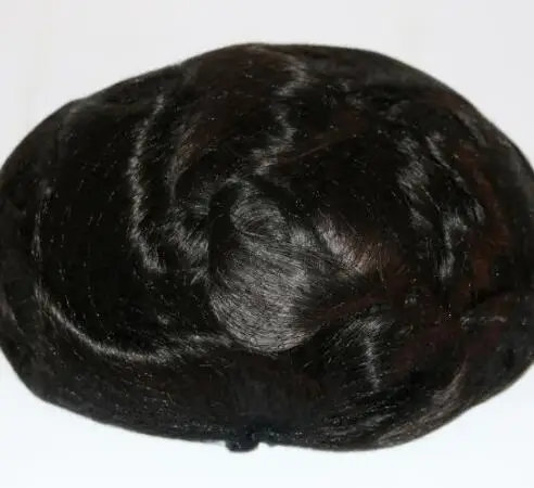 SimBeauty Швейцарский Кружевной передний парик с натуральными волосами для мужчин тонкий Моно Топ с ПУ кожи вокруг мужские парики замена волос системы - Парик Цвет: 1B #
