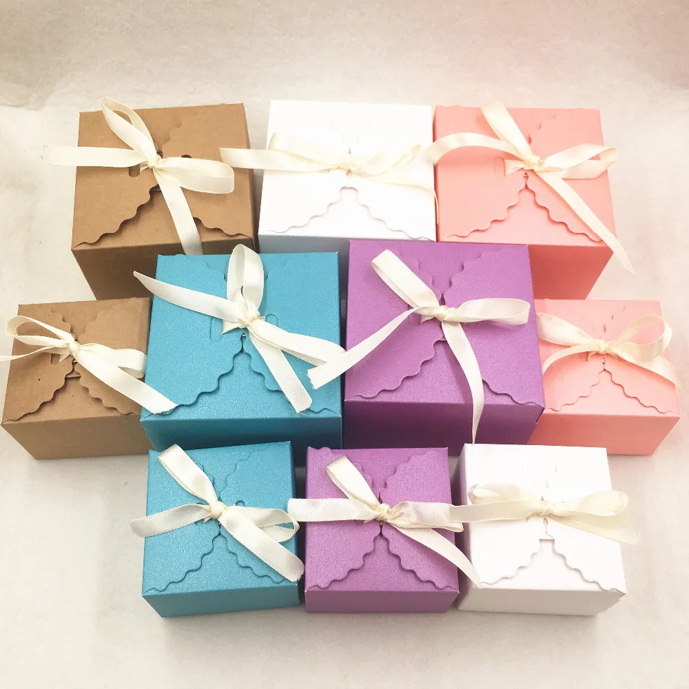 25PCS New Creative Candy Boxes Wedding Favors & Party Gifts Paper Box Ribbon Box