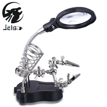 Jelbo Desktop Welding Multi-Functional Repair Tool with LED 3.5X 12X Magnifier Clamp-Type Auxiliary Maintenance Stand Power Tool