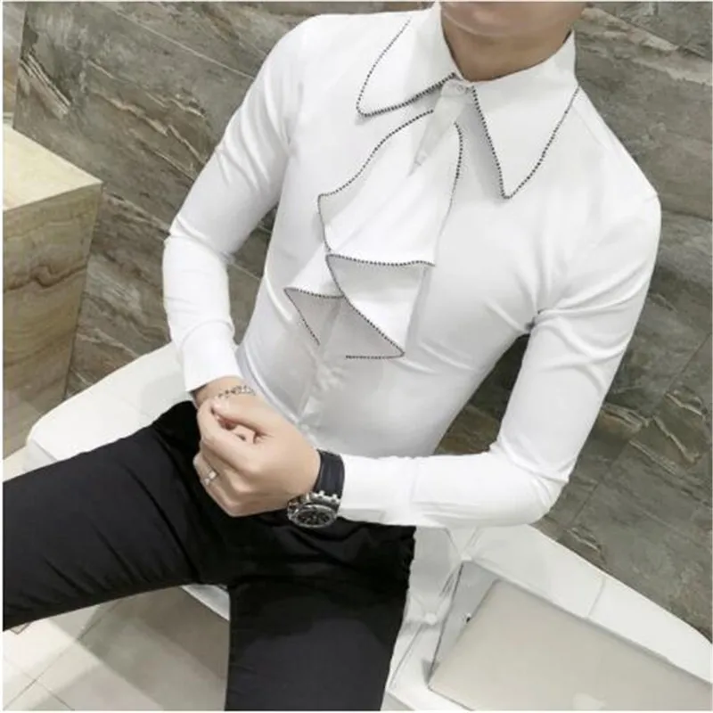 Новая весенне-осенняя Роскошная Однотонная рубашка мужская одежда мужские рубашки сорочка футболка с длинными рукавами приталенные рубашки мужские Camisa Masculina