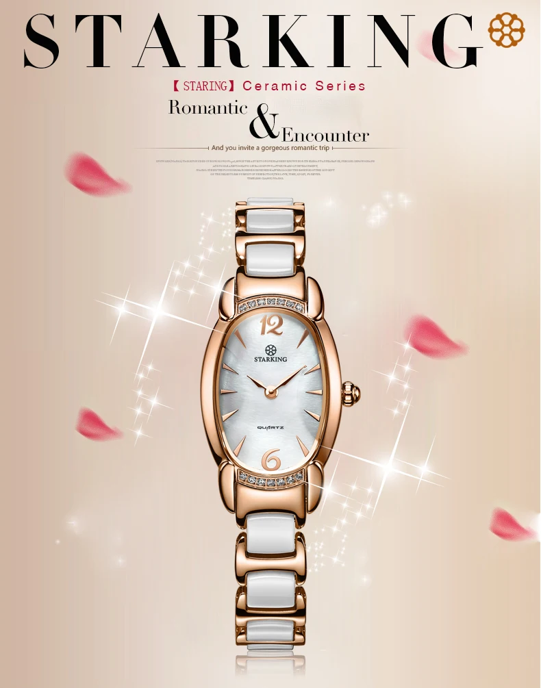 STARKING модные женские часы из розового золота, женские часы с японским механизмом, керамические женские часы под платье, кварцевые часы Montre Armbandsur BL0881