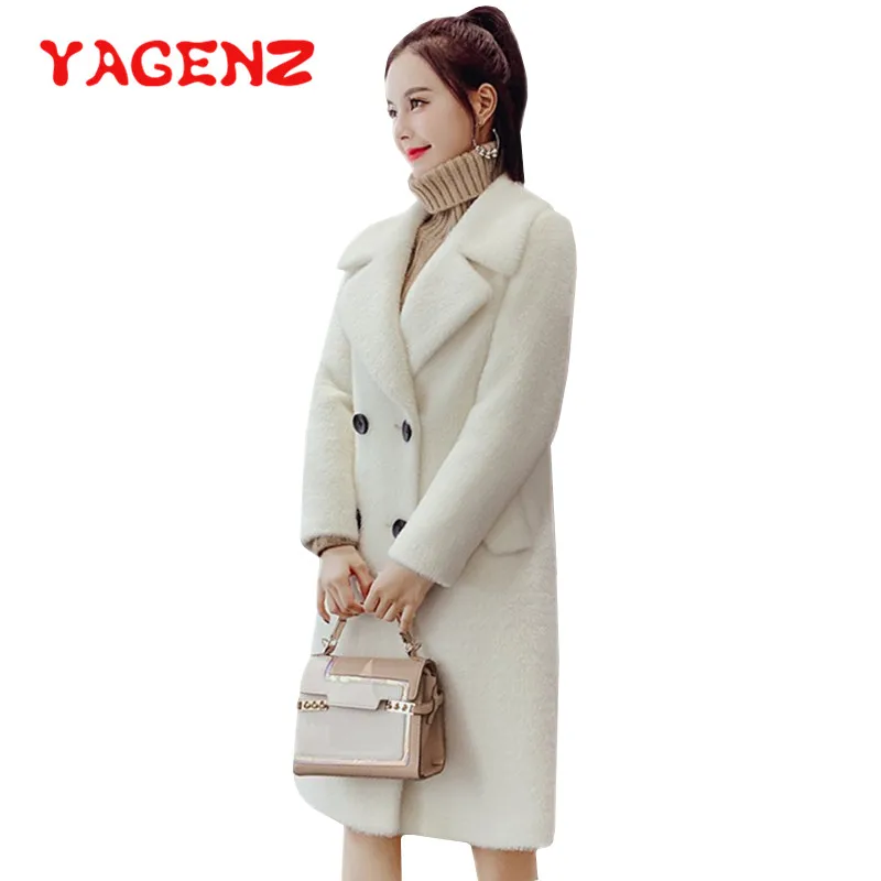 

YAGENZ Autumn Desigual Trench Wool Coat Women Casual Double breasted Outerwear Long Coat for Women Woolen Coats Windbreaker 419
