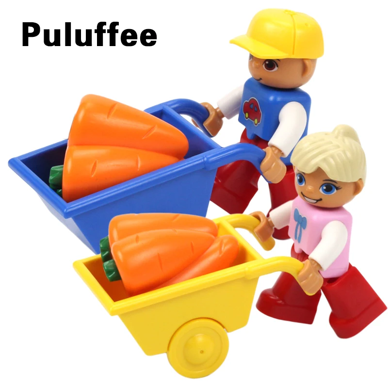 

Cart Model Diy Figures Building Blocks Compatible With Duploe Move Carrot Bricks Parts DIY Toys For Kid Brinquedos