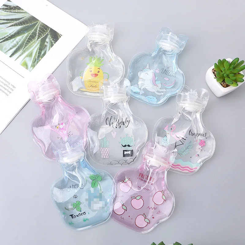 

MINI Cartoon Hand Warm Water Bottle Cute Transparent Hot Water Bottles Small Portable Hand Warmer Water Injection Storage Bag