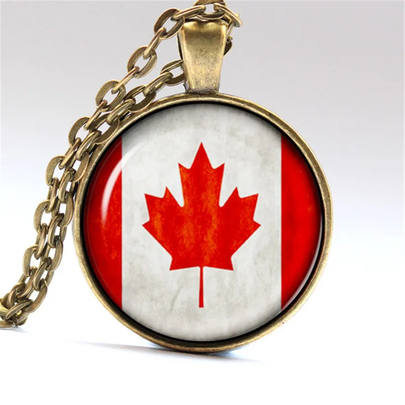 2016 New DIY Jewellry Handmade Necklace Photo Canada Flag Glass Dome