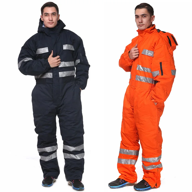 Winter working coveralls insulated workwear men with hoodies work pants