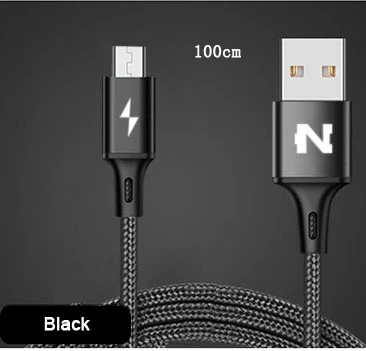 NOHON Micro USB кабель быстрое зарядное устройство кабель синхронизации данных для samsung Xiaomi Nokia LG huawei Android мобильный телефон USB кабели - Цвет: Black - 100CM