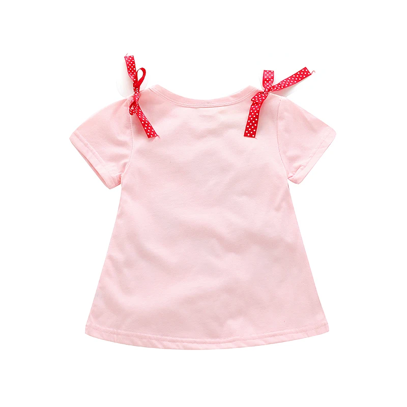 Футболка для маленьких девочек летняя стильная футболка для девочек с рисунком милого медведя с коротким рукавом топы футболки детская верхняя одежда брендовая одежда для детей возрастом от 2 до 7 лет