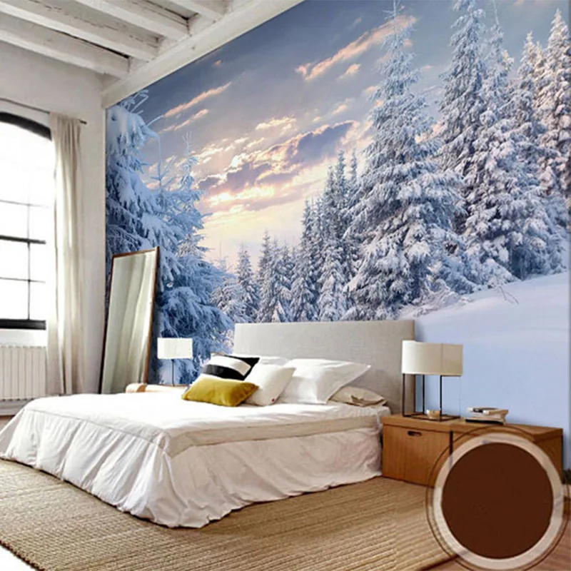 Papier peint mural photo facile installer Polaire Blanc Forêt Nature Room Decor 