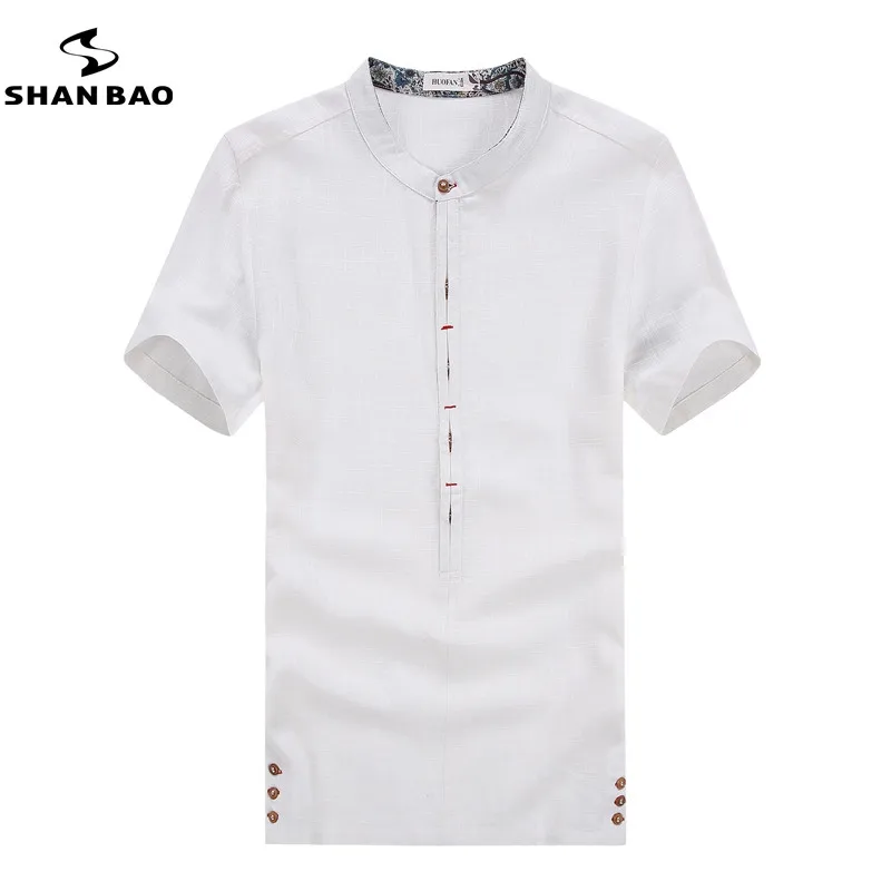 Men's short sleeve summer high quality linen shirt contracted joker comfortable breathable linen material men's large size shirt