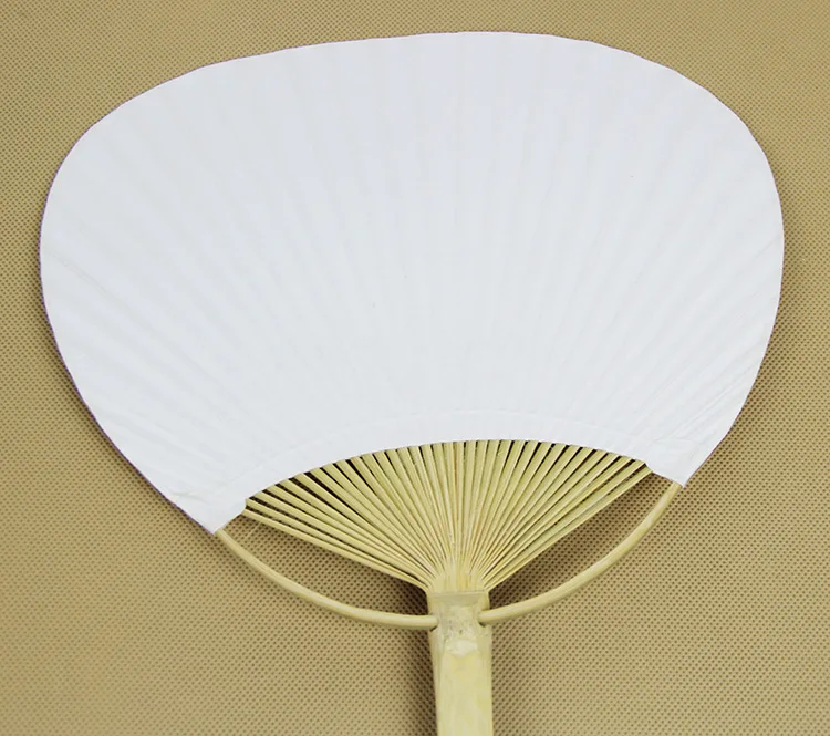 50pcs Lot Chic Paper Paddle Hand Fans with Bamboo Frame and Handle