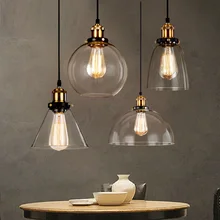 Loft RH Vintage Pendant Lights Glass Industrial Pendant Lamps Metal Retro Lustres Hanging Fixtures luminaire suspendu E27 D98