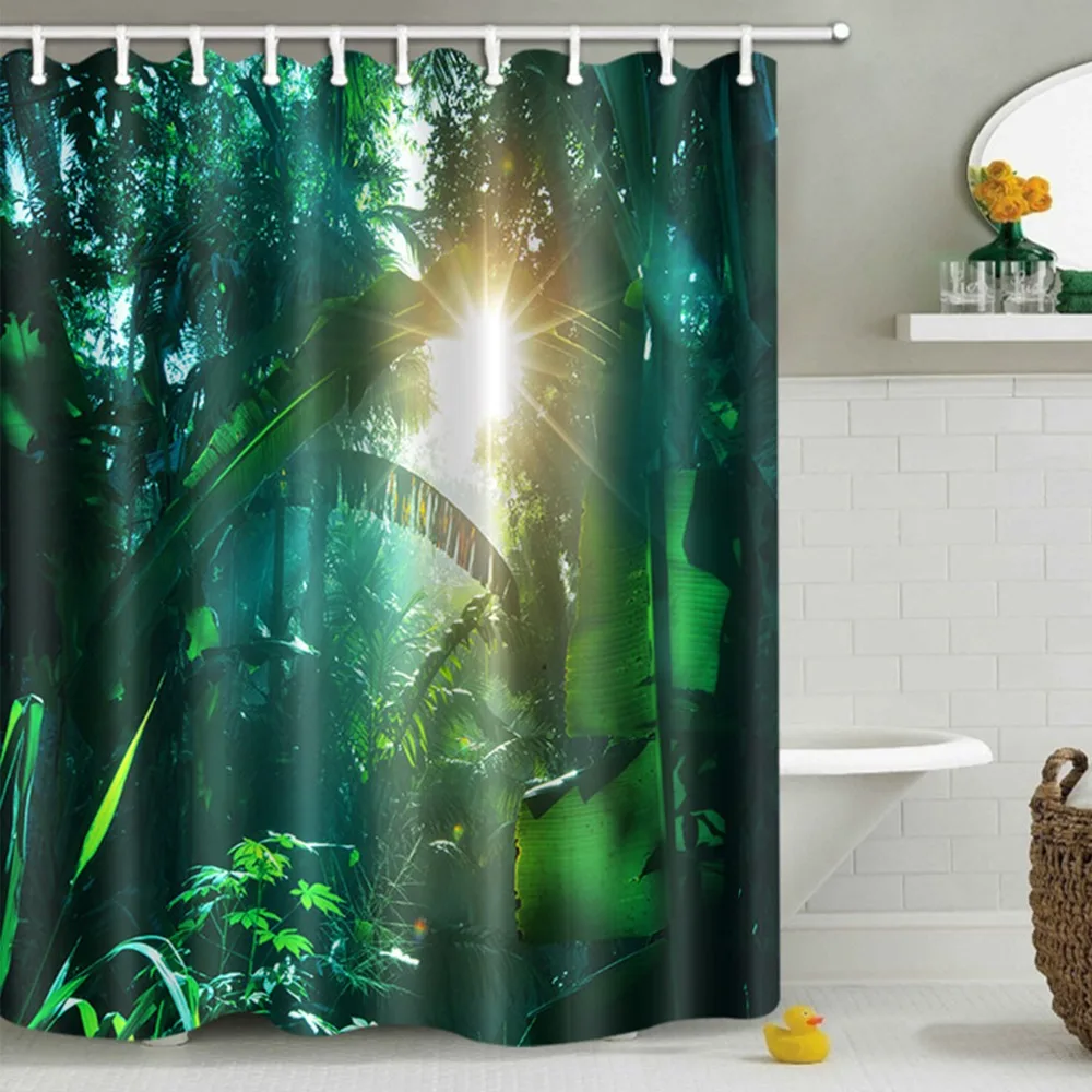 Tropic Shower Curtain Portrait Of The Peacock Print for Bathroom 