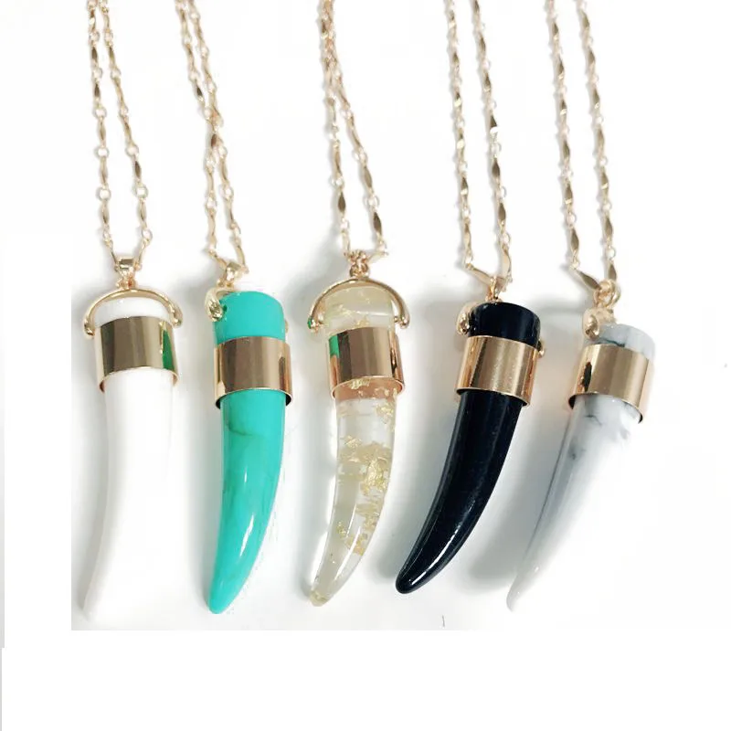 

Free Shipping 5 Colors Horn Pendant Charm Copper Material Chain Necklace