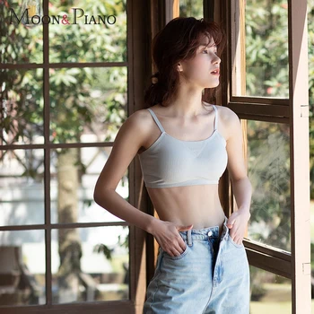 

Cotton Bra Tube Top Breathable Chest Pad Sports Vest Beauty Back 2019 New Women Comfortable Sexy No Trace Without Steel Ring