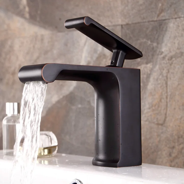 

All copper hot and cold basin faucet table basin washbasin black bathroom faucet