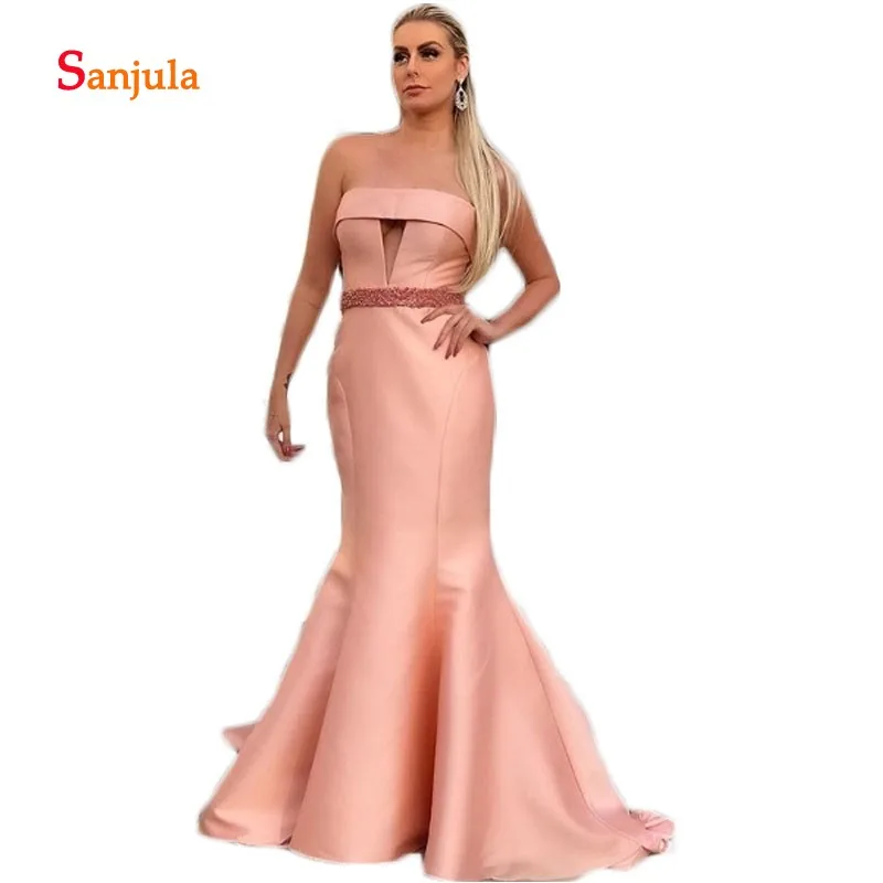 

Mermaid Formal Evening Dresses Keyhole Front Long Evening Gowns Beaded Waist Ceremony Party Gowns vestido festa D609