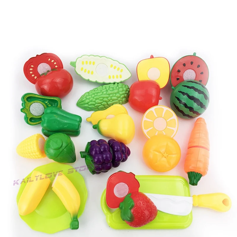 

16Pc/set Plastic Kitchen Food Fruit Vegetable Cutting Toys Kids Pretend Play Educational Kitchen Toys Cook Cosplay Children
