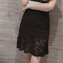 Сексуальный тонкий твердый Кружево Лоскутная Русалка до колена Длина юбка Офисные женские туфли женские Для женщин Jupe Femme Falda de las Mujeres