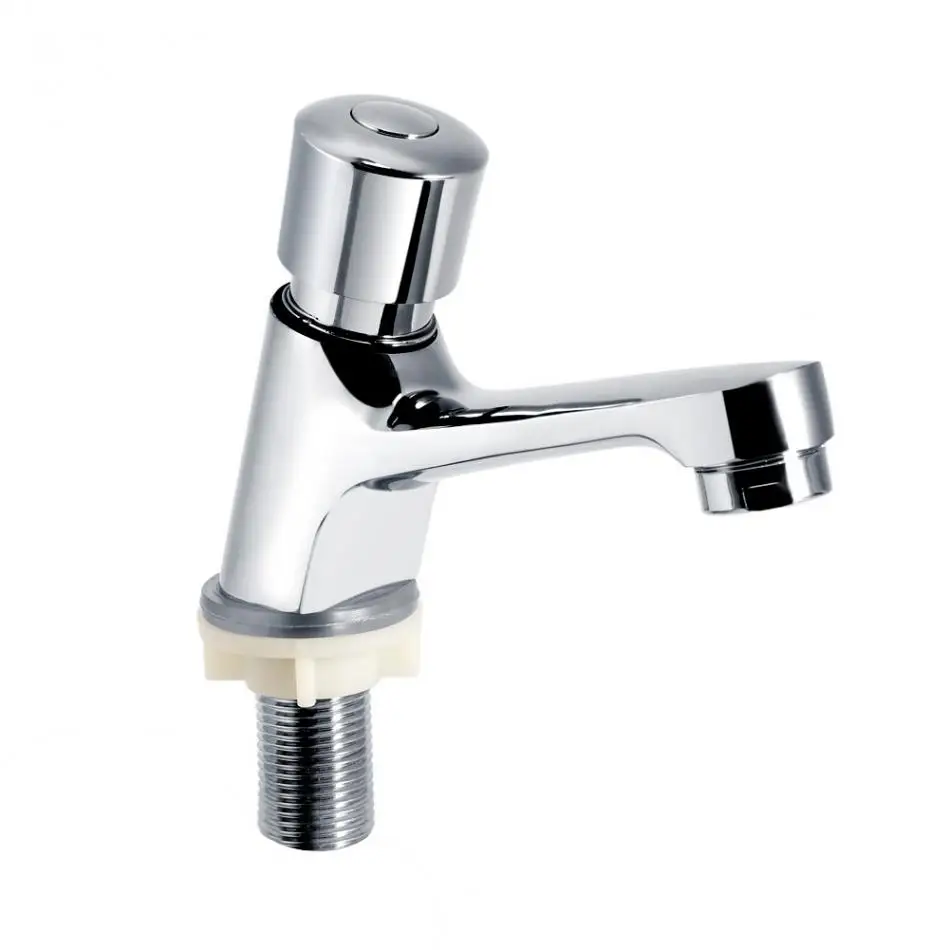 

Fdit Time Delay Faucet Public Ktchen Bathroom Chrome Plated Self Closing Water Saving Time Delay Basin Sink Tap Faucet Hardware