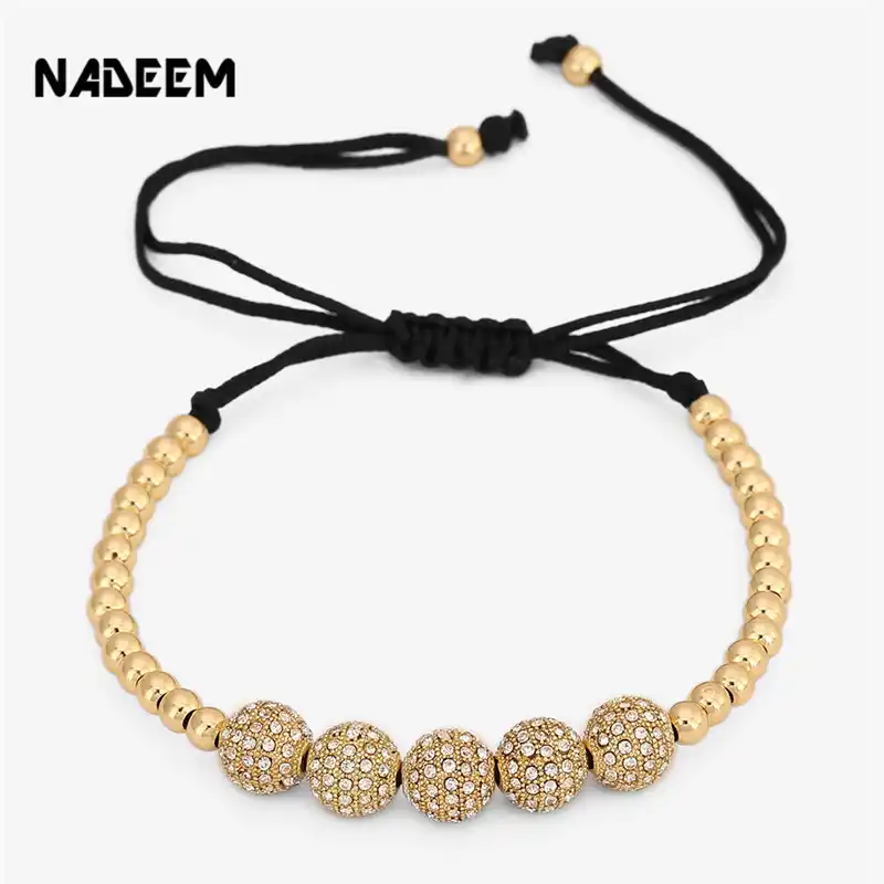 Nadeem Friendship Cz Crystal Copper Ball Beads Braiding Macrame Cz Crystal Copper Ball Beads Braiding