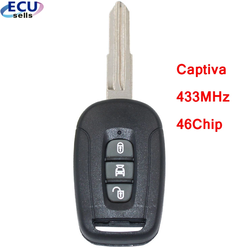 

Keyless Entry Remote Key Fob 3 Button for Chevrolet Captiva 433MHz 46Chip Uncut blade