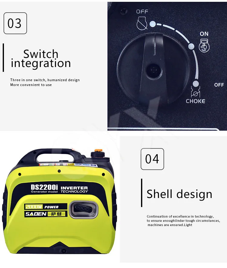 Silencioso da Gasolina do Inversor Digital de Acampamento Gerador da Gasolina w para o Gerador Portátil Pequeno Ultra 220 v - 2000 Cheap Geradores à gasolina