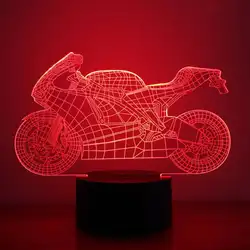 Красочный 3D ночник мотоцикл ночник Уход за глазами прикроватный ночник украшение дома подарок на день рождения