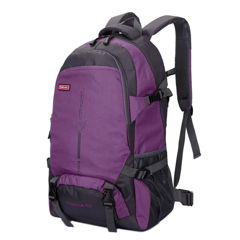 45L мужской водонепроницаемый рюкзак унисекс Дорожная Спортивная Сумка для альпинизма, пешего туризма, альпинизма, кемпинга, рюкзак для мужчин - Цвет: Фиолетовый