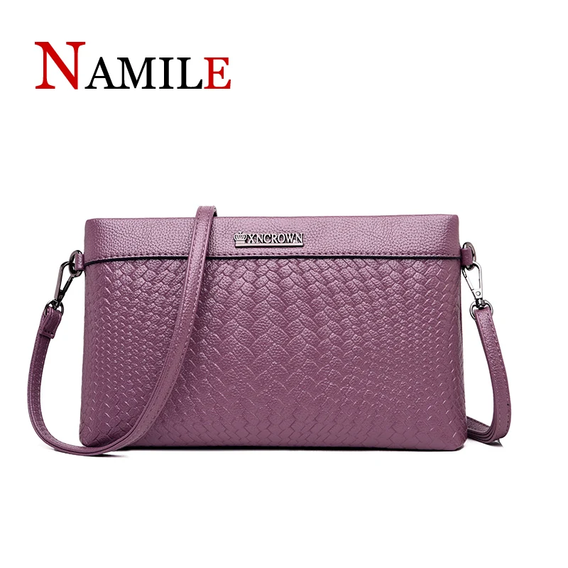 

2019 new fashion embossed plaid luxury handbag smooth glossy high quality PU soft and comfortable female bag Messenger bag