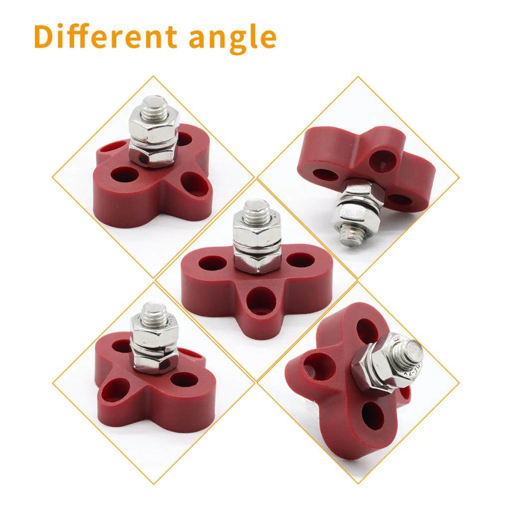 Boat DC48V Heavy Duty Single Terminal Stud M8 Power Distribution Block for Trucks RVs Coaches Boats Red