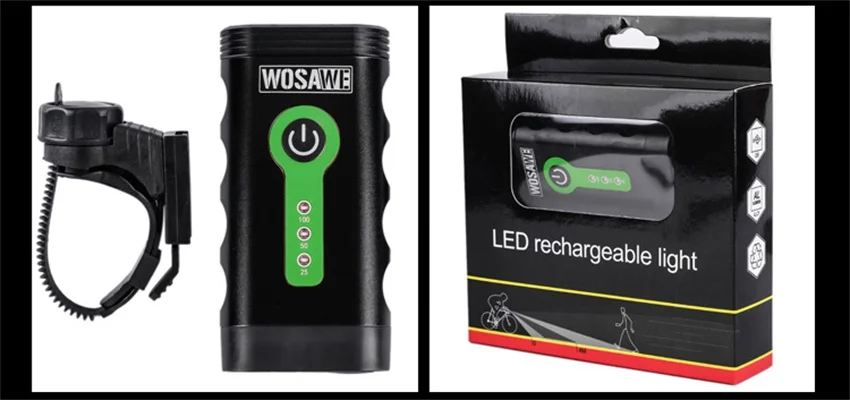 Discount WOSAWE USB Rechargeable Bicycle Flashlight 2400 Lumens with Built-in Battery Rotate Bike Cycling Light 2-XML-3 LED Lamp 5 Modes 12
