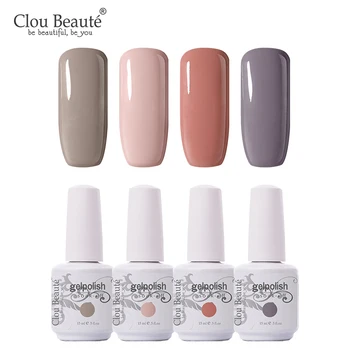 

Clou Beaute 4pcs Bean Red UV Nail Gel Polish Vernis Semi Permanent Nail Polish Soak Off Nude Pink French Manicure Lacquer