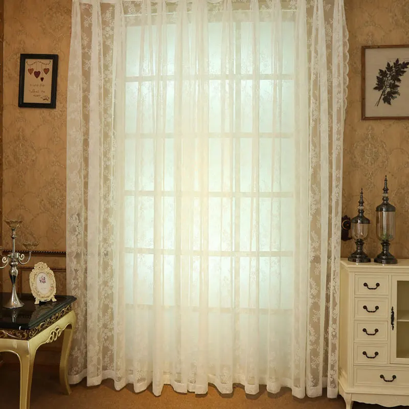 

Crocheted lace curtains Pastoral Flower pattern window valance Sheer Crochet Kitchen Cafe tulle vertical curtains customed