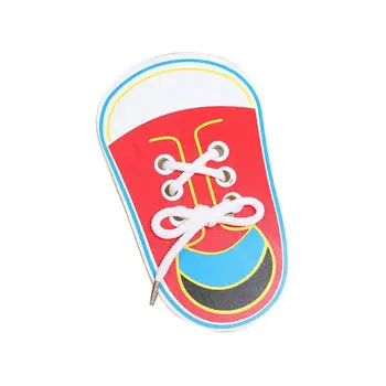 

1pc Kids Tie Shoestring Toy Wooden Shoe Lacing Toddler Operational Teaching Tool Coordination Ability Development Education Toys