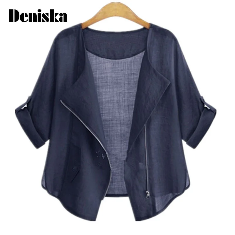 DENISKA font b 2017 b font Summer Fashion Plus Size Clothing Cardigans Casual font b Female