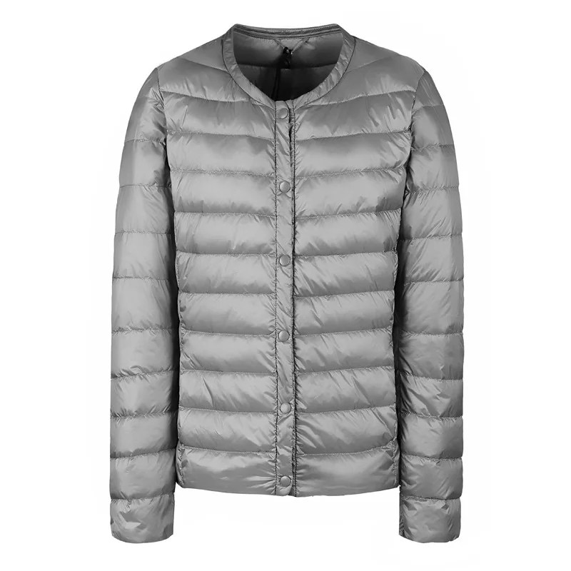 NewBang, портативный пуховик, женский, ультра легкий, пуховик, тонкий, с воротником, без пера, куртки для женщин, теплое, ветрозащитное пальто - Цвет: gray