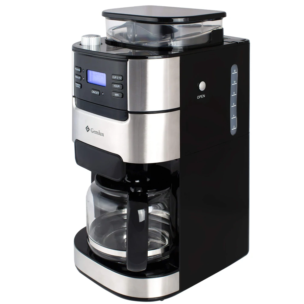 Кофеварка GEMLUX GL CM 77 (Мощность 1050 Вт объем 1.5 л капельная встроенная кофемолка с