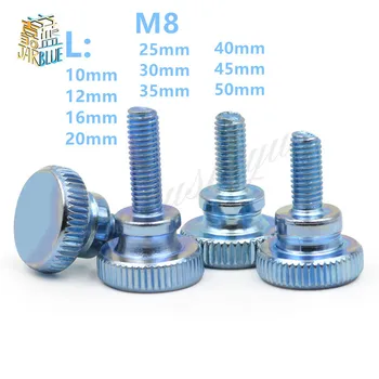 

10pcs GB834 M8 Carbon Steel thumb screw with collar round head with knurling manual adjustment screws bolt M8*(10/12/16~50) MM