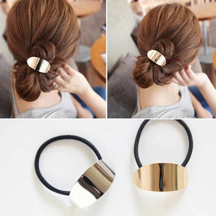 

2017 New Arrival Personality Alloy Charm Hair Band Elastic Punk Ponytail Holder Metal Ornaments Rope Patterns Hairbands Hot