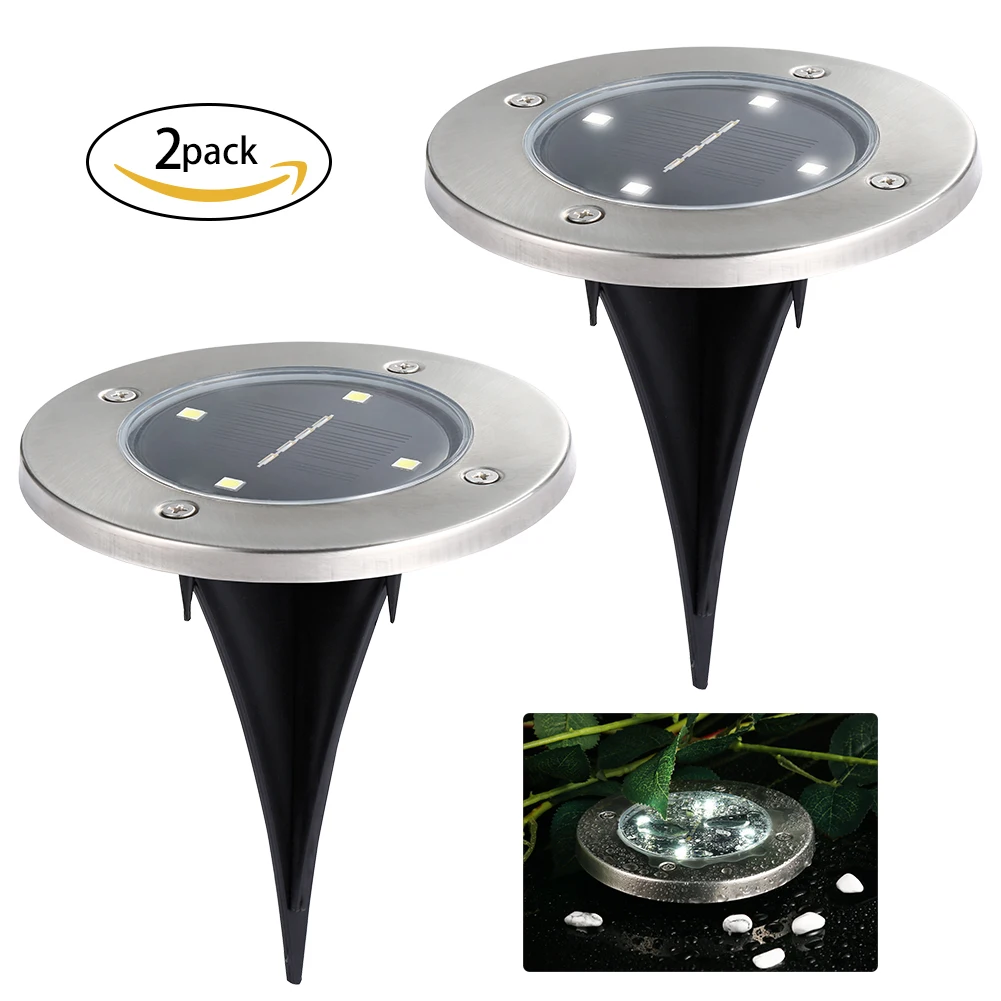 Goedkoop LEDGLE 2 stks Zonne energie Grond Licht IP65 Waterdichte Tuin Pathway Deck Lights Solar Lamp voor Thuis Yard Oprit Gazon road