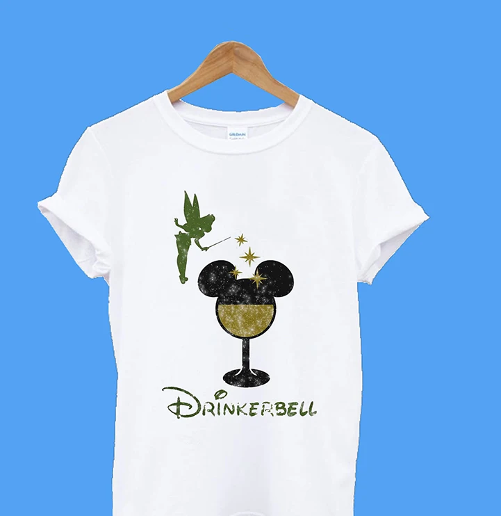 

Summer funny print men tshirt women Tinkerbell Drinkerbell Wine Glass T-Shirt