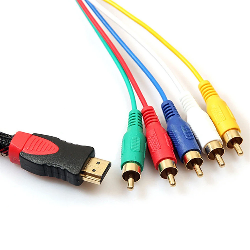 Кабель адаптер Full HD 1080P HDMI штекер 5 RCA RGB Аудио Видео AV конвертер 1 м