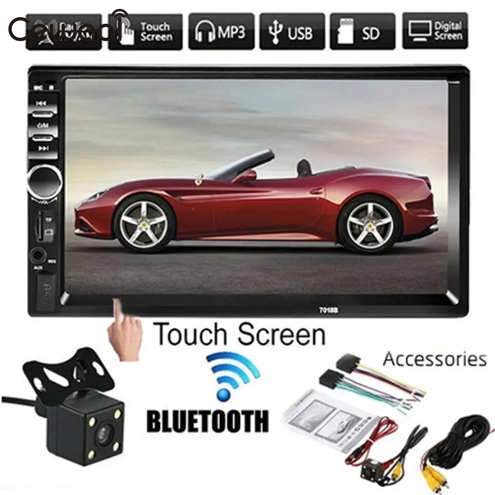 

Cewaal Universal 7 inch Touch Screen 2 in HD Bluetooth FM Radio MP3 MP5 Player AUX Rear Rearview Digital Camera