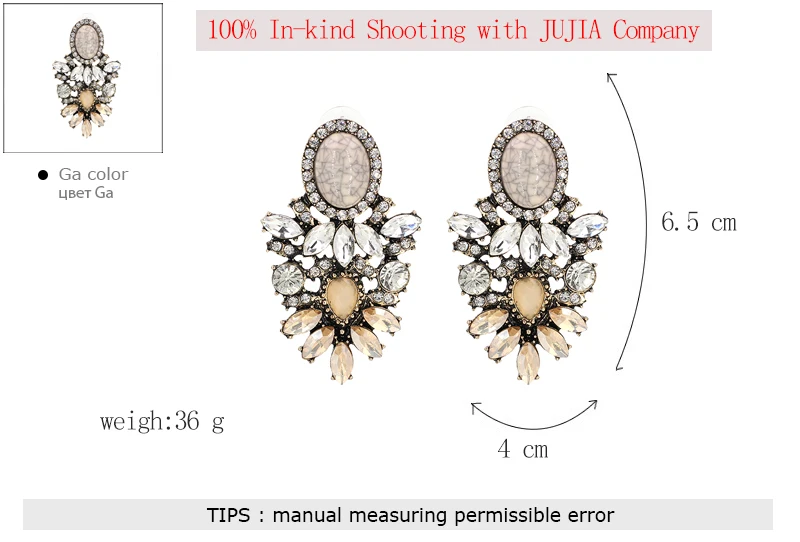 Jujia модные ювелирные изделия хорошее качество большой кристалл серьги Новинка года заявление моды шпилька Серьги для женщин