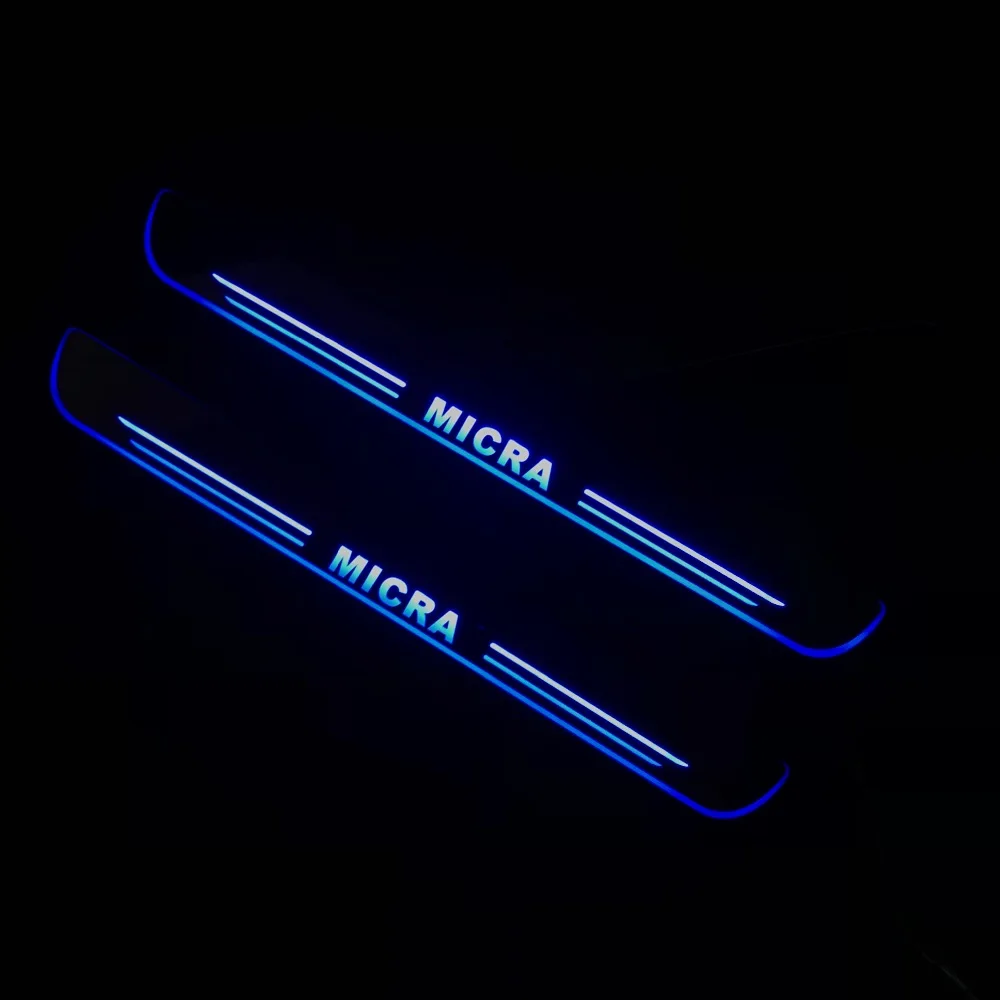RQXR led движущиеся двери потертости для Nissan micra динамический порог пластина плоский накладной поток/фиксированный свет, 2 шт